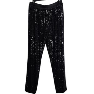 RAMY BROOK Arlin Jogger Black Sequin High Rise Pant Size Medium